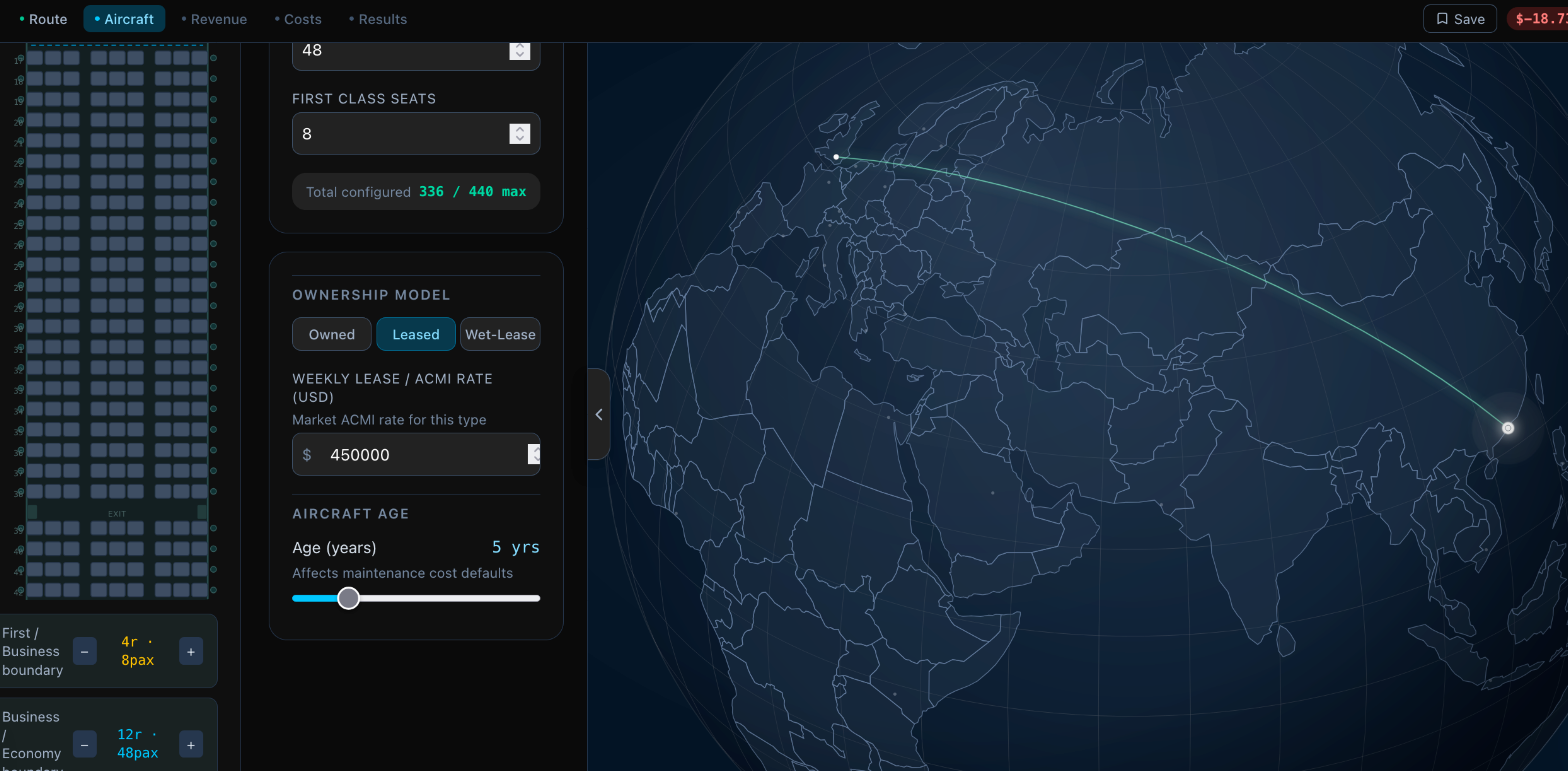 Route Economics Simulator
